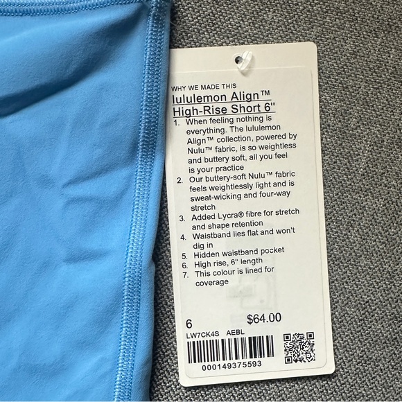 lululemon Align High-Rise Short 6in - Aero Blue - Picture 3 of 4
